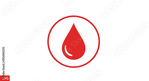 Red Blood Drop Icon in Circle, Health Care Symbol