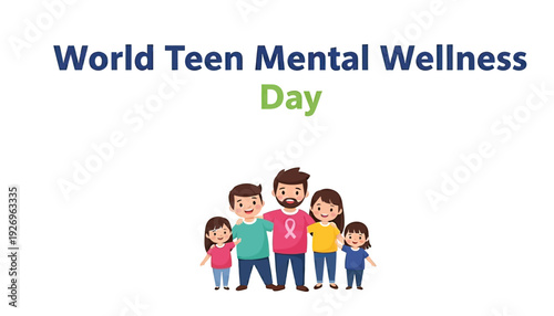 Cartoon Family Standing Together United.