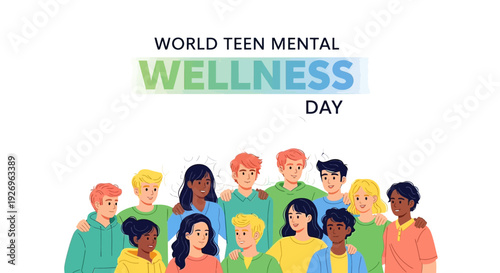 Diverse Group of Teenagers Mental Wellness Day.