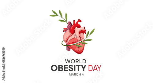 Human Heart Anatomy Illustration for World Obesity Day.