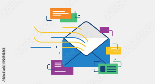Email communication concept, sending and receiving messages