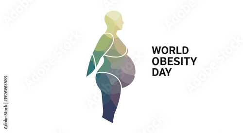 Illustration of Obese Person with Text Overlay.
