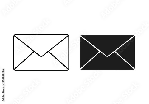 Illustration of two envelopes, one black and one white outline, representing communication and correspondence