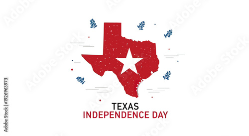 Texas Independence Day Map Illustration Design.