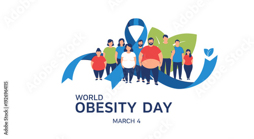World Obesity Day Illustration with People.