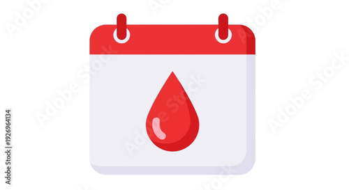 Calendar with Red Blood Drop Icon - Blood Donation Reminder
