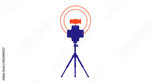 Filmmaking equipment: camera on tripod with ring light