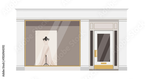 Elegant Bridal Shop Facade with Wedding Dress Display
