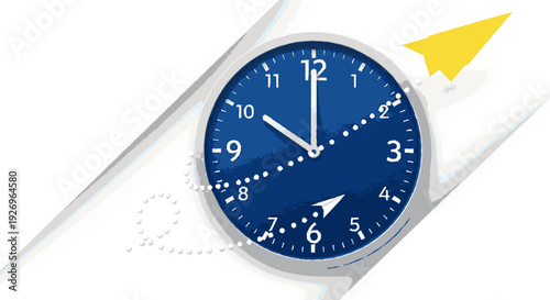 Modern blue analog watch face with clean white band and dynamic yellow light streaks highlighting elegance