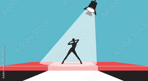 Silhouette Dancer on Stage Under Spotlight