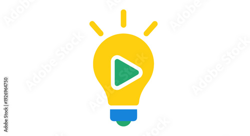 Lightbulb with Play Button Icon: Idea, Creativity, Video Production Concept