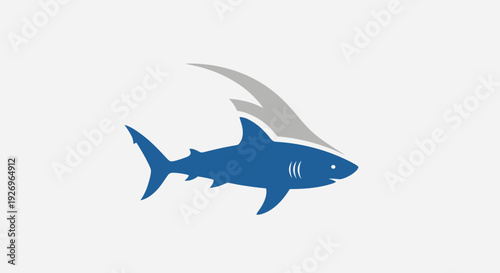 Blue shark logo icon - abstract marine predator symbol