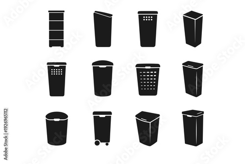 Hamper laundry vertical icon bin tall solution icons vector narrow slim