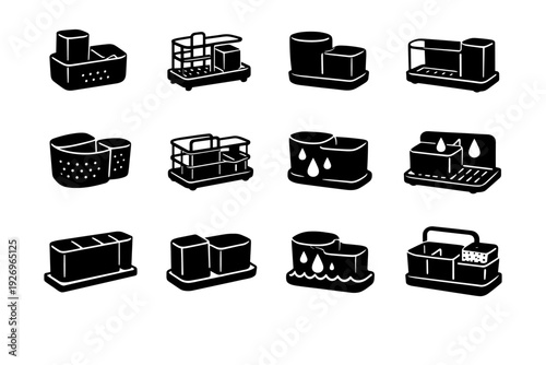 Image coated set vector organizer kitchen icon wire build generation simple icons