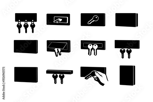 Vector access hidden generation magnetic wall solid key icon simple magnet image