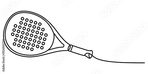 Minimalist continuous line art padel racket illustration
