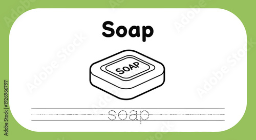 Soap bar tracing worksheet for kids learning