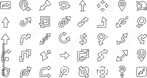 A diverse collection of icons representing various actions and directions