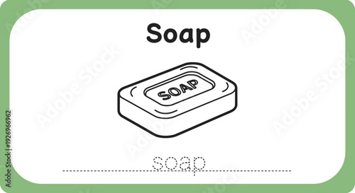 Soap illustration for kids learning, outline