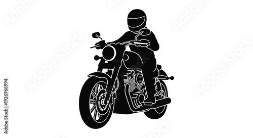 A striking black silhouette depicts a motorcyclist in motion capturing the essence of speed and freedom silhouette high quality professional detailed