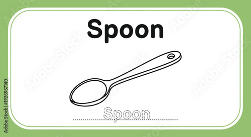 Spoon coloring page for kids, kitchenware outline