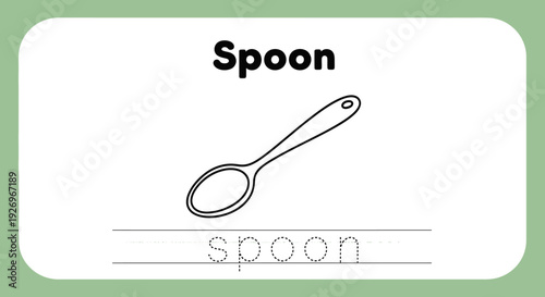 Spoon coloring page for kids. Kitchen utensil outline