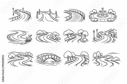 Turn garden image vector icon simple curve lane trail sweep pearly generation