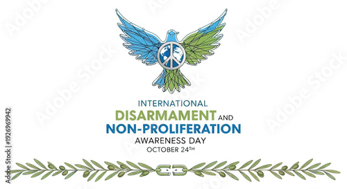 Dove with UN Symbol on International Disarmament Day.