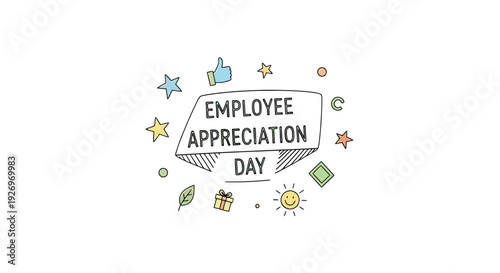 Employee Appreciation Day Text with Icons.