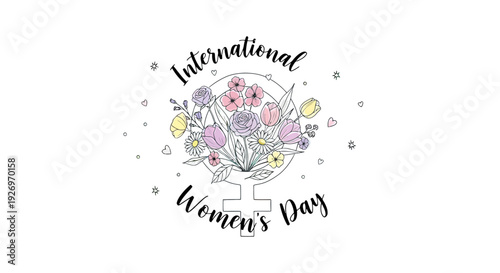 International Womens Day Illustration with Flowers 1.