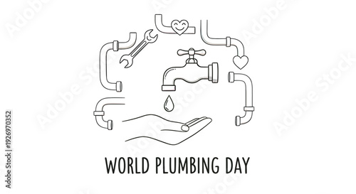 Plumbing pipes and fittings illustration design.