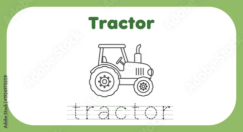 Tractor coloring page for kids, farm vehicle illustration