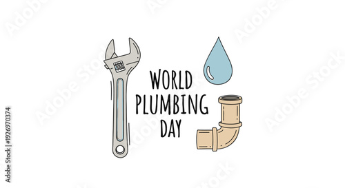 Plumbing Tools and Pipe Fitting Illustration.