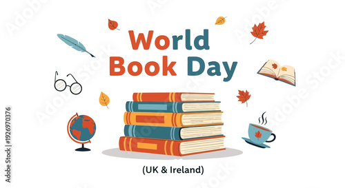 Stack of Books with Stationery Items.