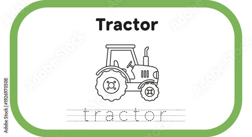 Tractor coloring page for kids. Farm vehicle illustration.