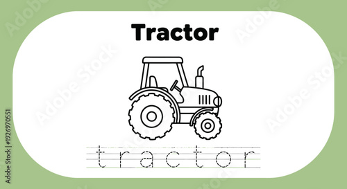 Tractor outline for kids learning and coloring