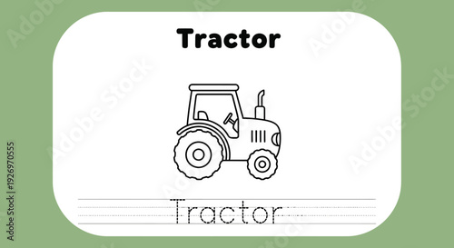 Tractor coloring page for kids. Farm vehicle outline.