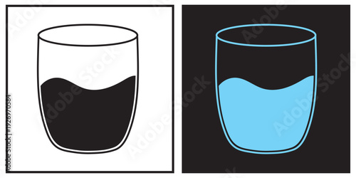 Half Glass icon Vector in flat style. Collection silhouettes