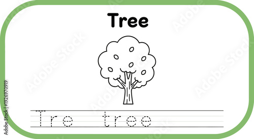 Tree tracing worksheet for kids learning