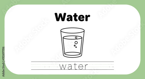 Water glass illustration for kids learning, education