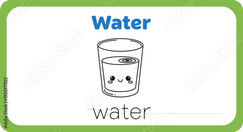 Water glass illustration for kids learning