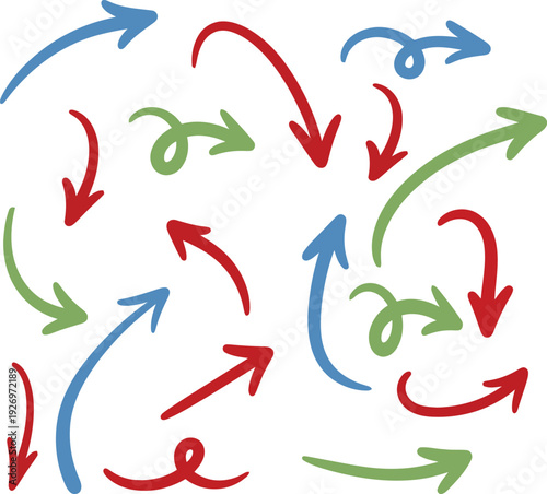 Multidirectional arrows in red green and blue