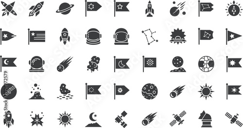 Space exploration icons for innovative projects and presentations