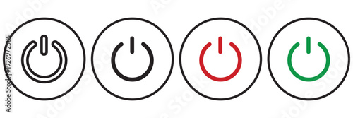 Set of power off on icon. Electric switch and start symbols. On off icon symbol. Technology and hardware icons