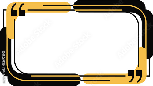 A modern golden and black quote frame vector graphic with a minimalist design