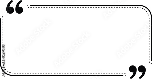 A minimalist vector graphic of a quote box with dotted lines and quotation marks