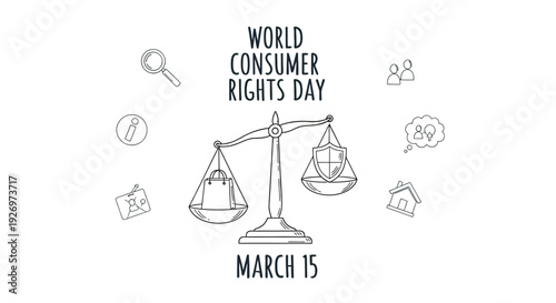 World Consumer Rights Day Illustration with Scales.