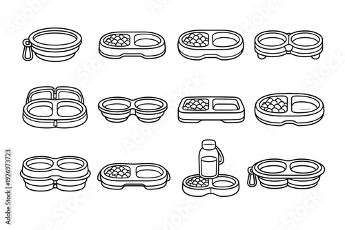 Sections control pet vector icon design travel bowl refined food multifunction inner