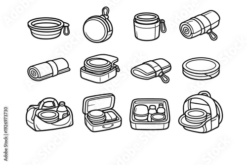Clean travel accessory icon geometry vector bowl modern pet storage