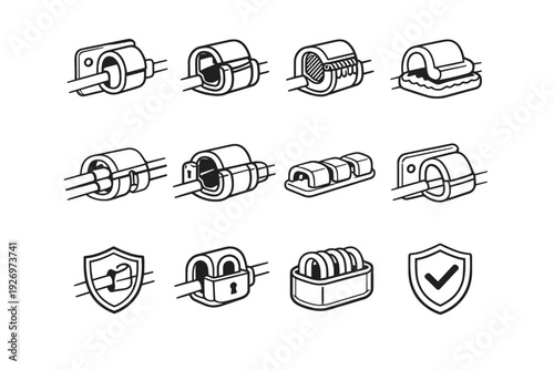 Layer feature cable clip icons form clean compact geometry hold icon vector